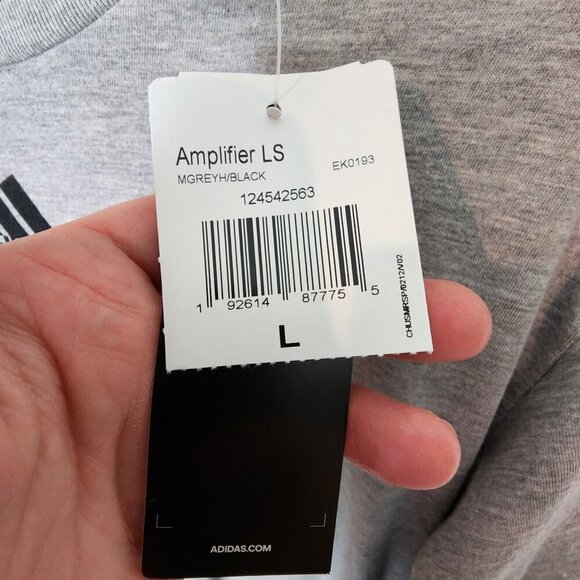 Adidas NEW Three Stripe Life Amplifier Tee Long Sleeve Crew Neck "wright" sz Lg - Picture 5 of 10
